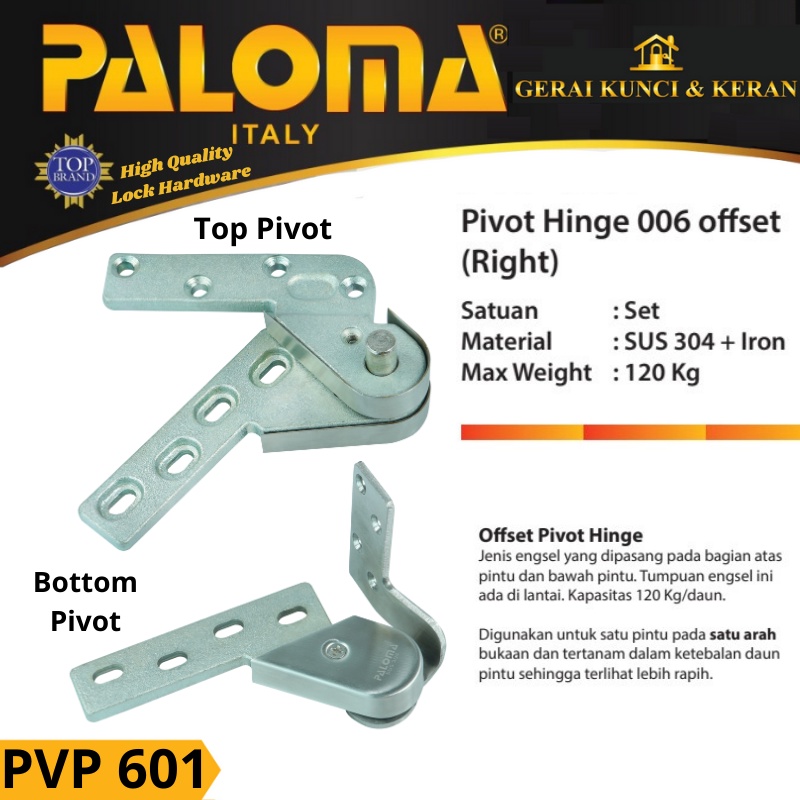 PALOMA ENGSEL PIVOT HINGE TANAM LANTAI PINTU KAYU OFFSET PVP 601 RIGHT