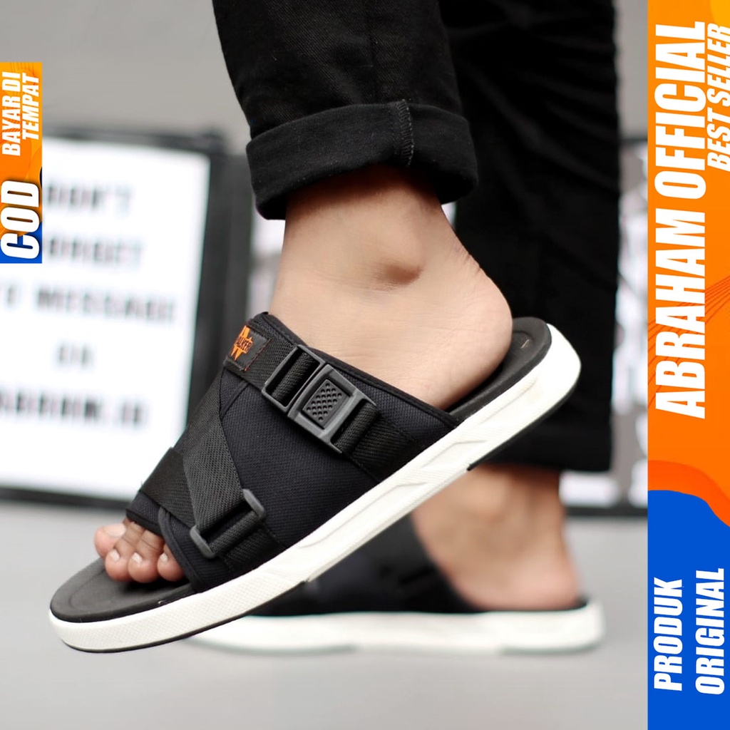 ABRAHAM Sandal Slide Slop Pria Original Distro Sendal Selop Cowok Kekinian