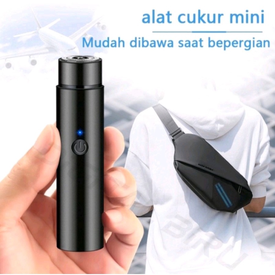 Barangunik2021 -Mini Razor alat cukur kumis jenggot elektrik travel size charger usb
