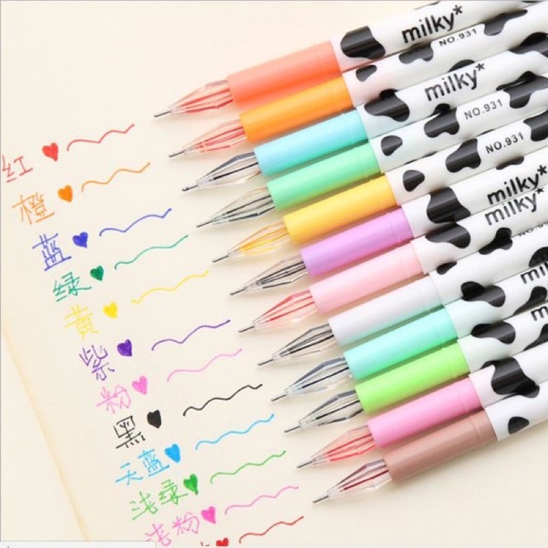 

6 pcs pulpen gel milky / 1 set 6 pcs warna acak tidak ulang PP4