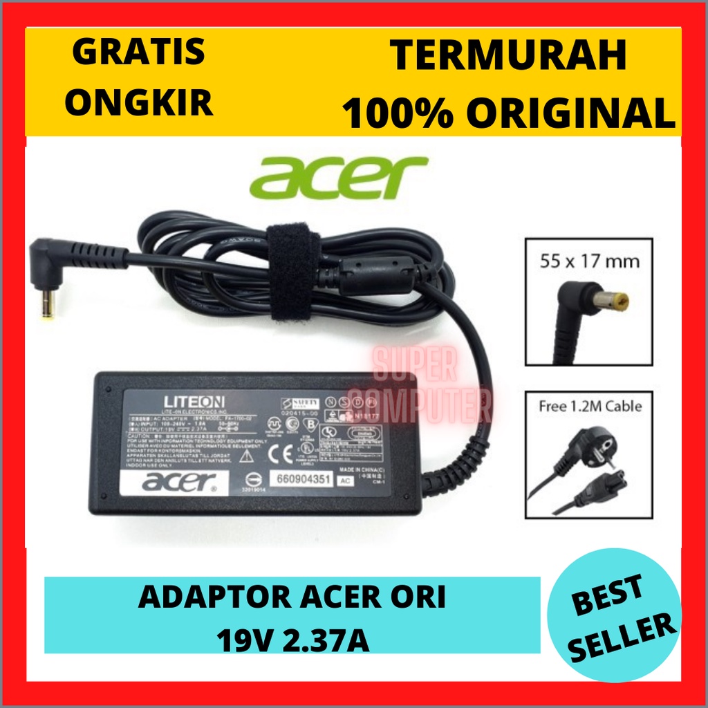 S.C CHARGER LAPTOP ACER Aspire 19V 2.37A ORI / ADAPTOR ACER / CAS ACER