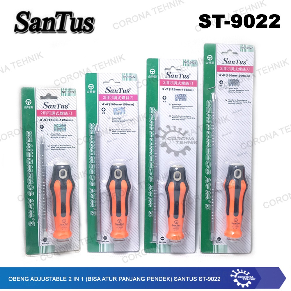 (Bisa Atur Panjang Pendek) Santus ST-9022 Obeng Adjustable 2 In 1