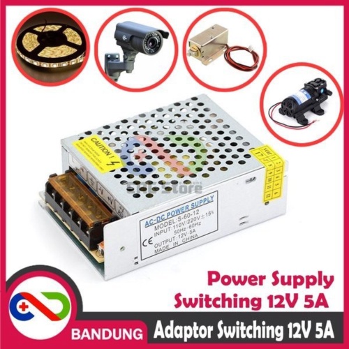Promo POWER SUPPLY 12V 5A 60W SWITCHING ADAPTOR JARING LED STRIP Diskon