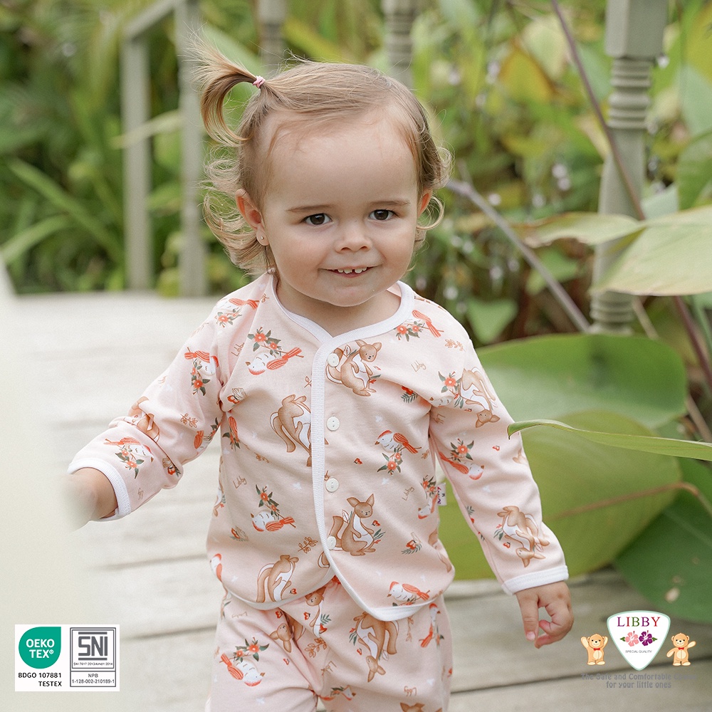 LIBBY Stelan Baju Panjang Anak Kecil Motif Tea Time (1 stel) Motif Terbaru