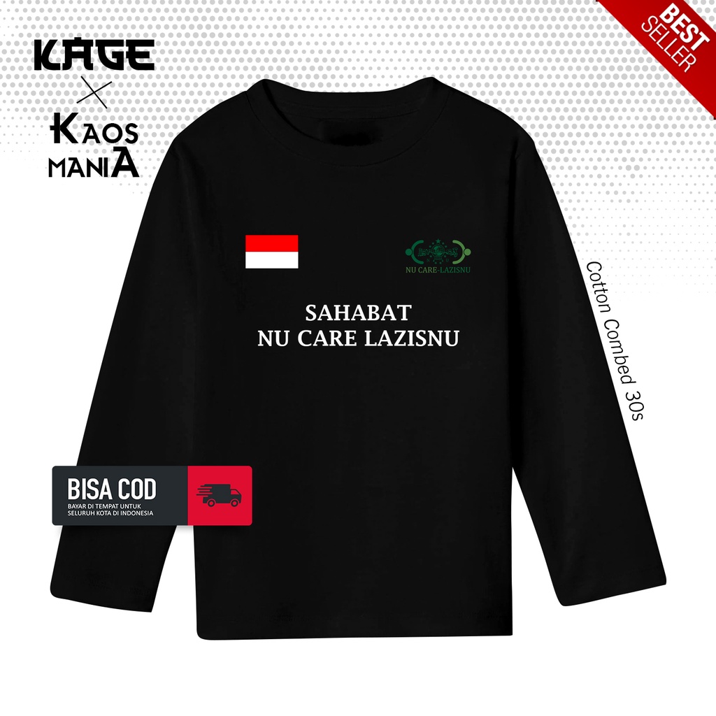 Baju Kaos LAZISNU SAHABAT NU CARE Tangan Panjang - Kaos Nu Nahdatul Ulama Care KAOS KAGE