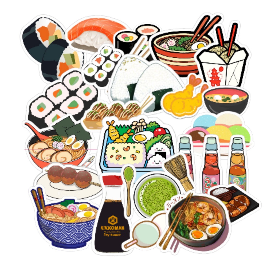 

(30 pcs) Stiker Makanan Jepang | Japanese Cuisine sushi Sticker Journal Buku Lembar Pack Estetik Jurnal Jurnaling Laptop Hp Aesthetic Kawaii Cute lucu