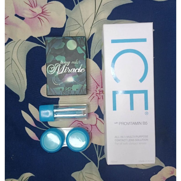 Paket Softlens Irislab Miracle Normal Dia 14,2mm + Air Softlens Ice 150ml + Pinset + Lenscase / Softlens Miracle / Softlens Living Color