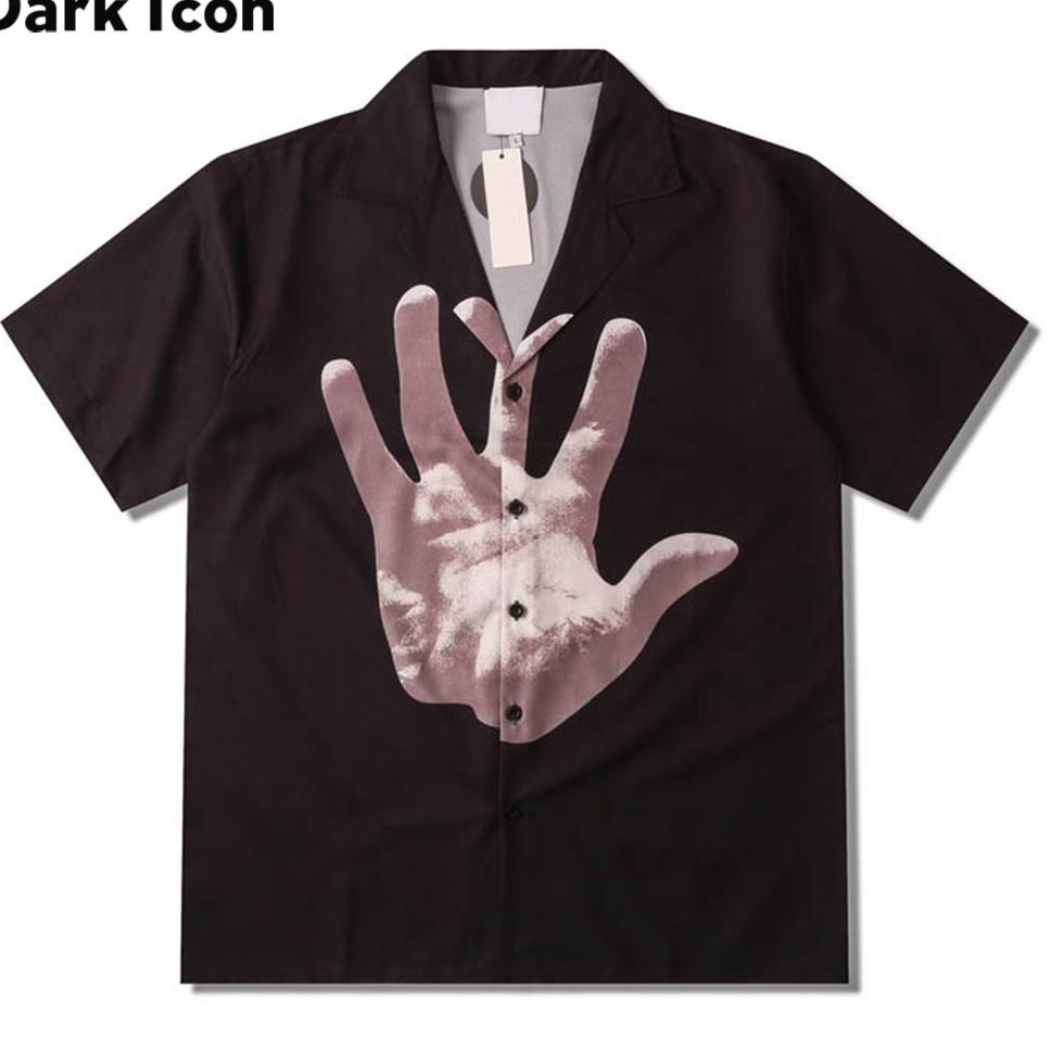 VIRAL Dark Icon Hand Printing Hawaiian Shirt Men Summer Men's Shirts Polo Shirts