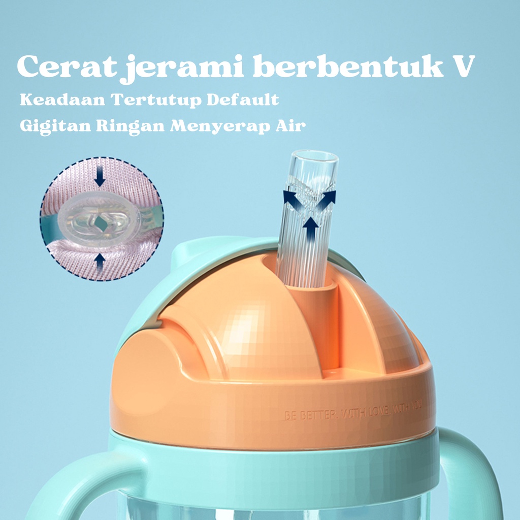 1 Cangkir 3 Botol Air Minum Anak Sedotan Anti Tumpah BPA Free Tali Panjang Botol Minum Anak Cangkir Pelatihan Sippy Portabel