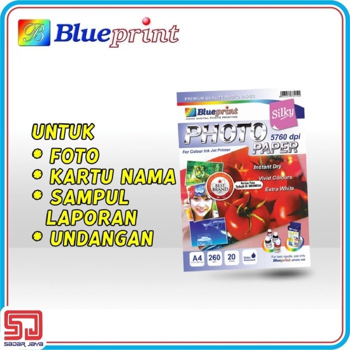 

Blueprint Silky Photo Paper A4 260 gsm Kertas Foto Doff Matte Tebal