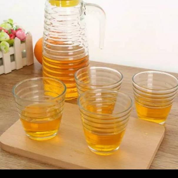 PALING DICARI Water jug set hc gelas Teko set kaca 5 in 1 hc gelas tebal