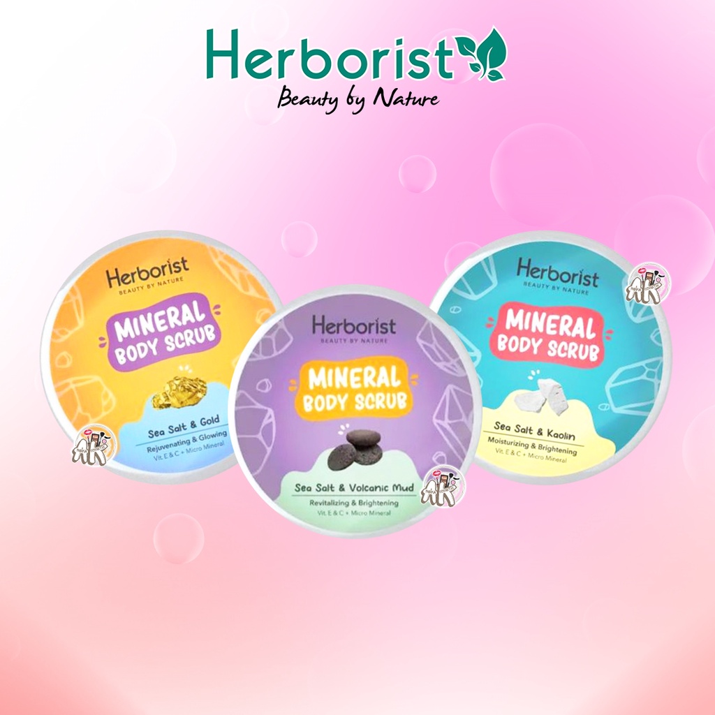 HERBORIST MINERAL BODY SCRUB SEA SALT 200GR ( KAOLIN / GOLD / VOLCANIC MUD )