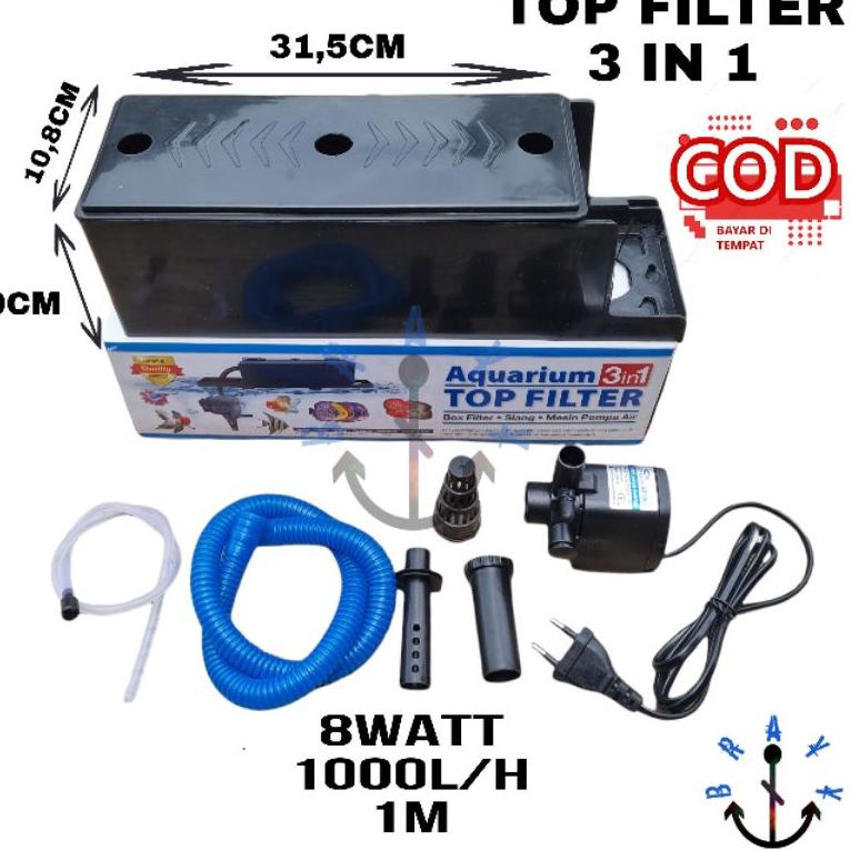 BEST PRODUCT Filter Pompa Komplit Top Filter Box Aquarium 3 In 1 Rosston SP 1200 Garansi BOX LEBIH B
