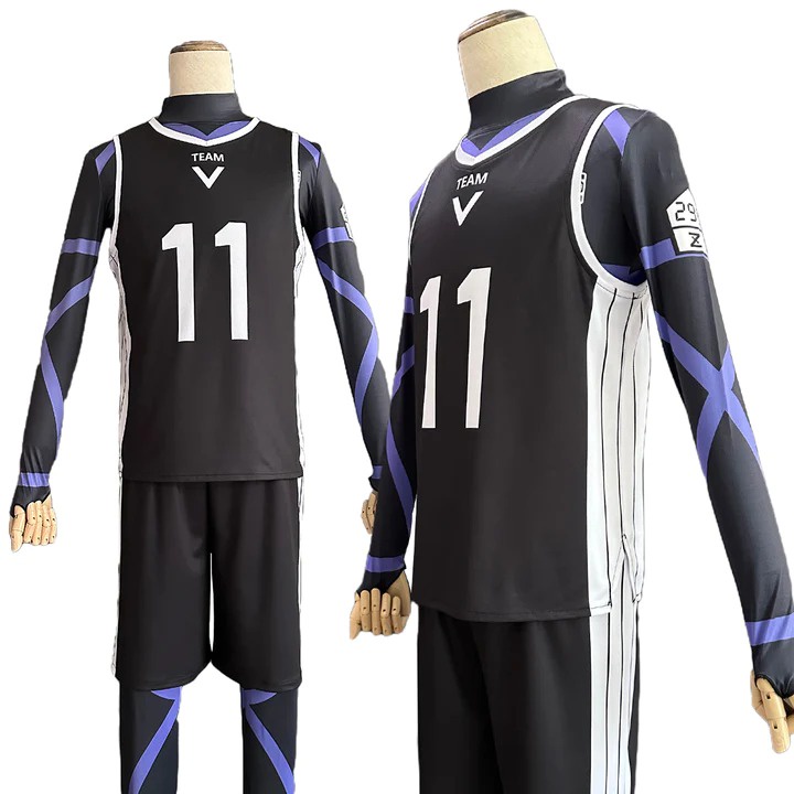 Jersey Baju Kaos Blue Lock Anime Cosplay Costume Team V Nagi Bisa Big SIZE