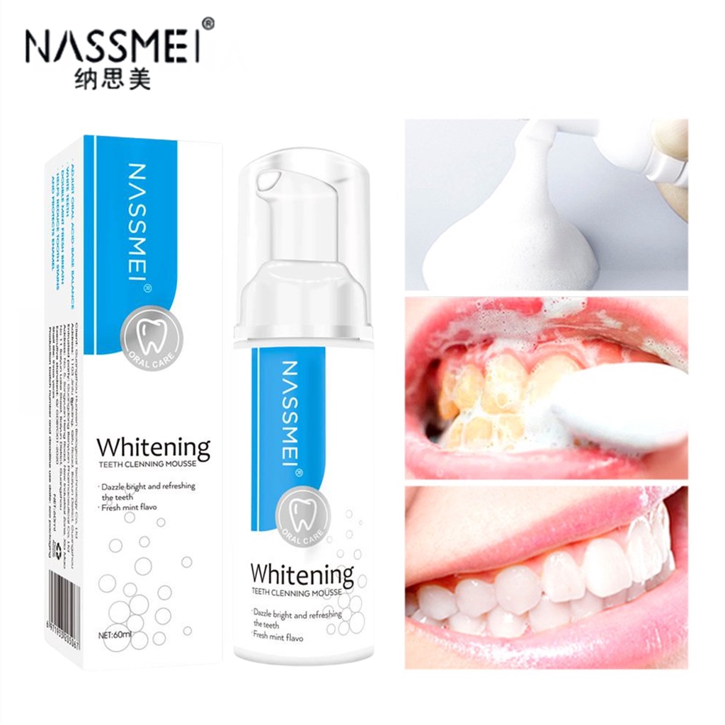 Teeth Whitening Mousse Toothpaste Cleaning Foam 60ml Pemutih Gigi Kuning &amp; Membersihkan Karang Gigi | Odol | Mousse Pasta gigi