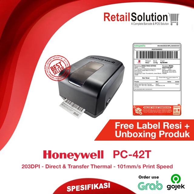 Printer Barcode Label Honeywell PC42T / PC-42T / PC42 / PC 42T / PC 42