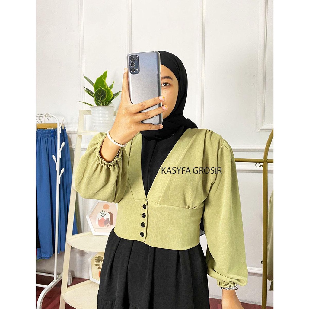 MAURIN TOP BLOUSE // BIANCA SEMI OUTER CRINCLE-MAURIN-SAGE