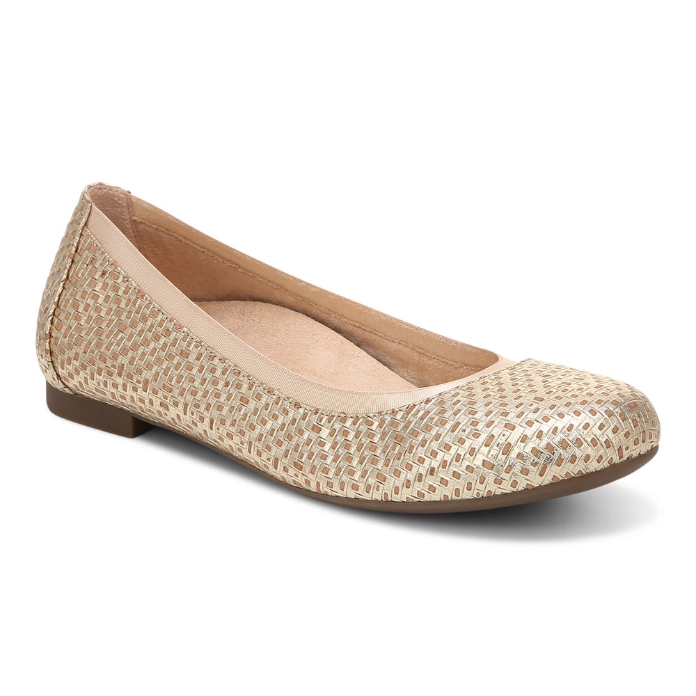 Vionic Anita Gold Flat Shoes Wanita