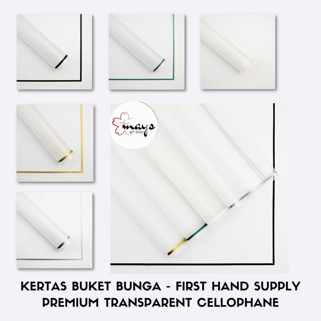 

[Ecer] Kertas Flower Wrapping Transparan - Flower Wrap Paper Cellophane Transparent White List Frame BOPP Putih - Kertas Buket Bucket Bunga Transparant - Flower Bouquet Florist Korean Style 58 x 58 cm Murah