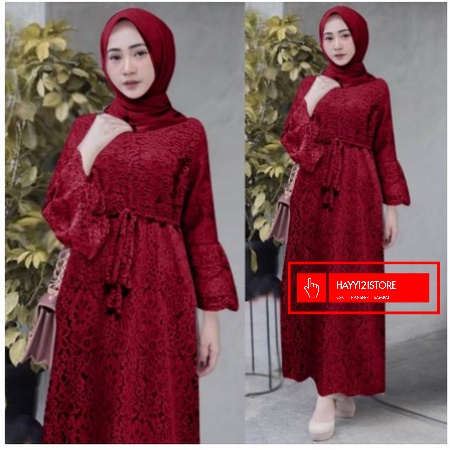 INAH DRESS BRUKAT TILE/DRESS GAMIS BRUKAT PREMIUM LADY PESTA/GAMIS BRUKAT/GAUN PESTA/LONG DRESS/GAMI