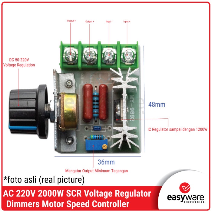 Dimmer AC SCR 2000W Motor Speed Controller 220V PWM Regulator