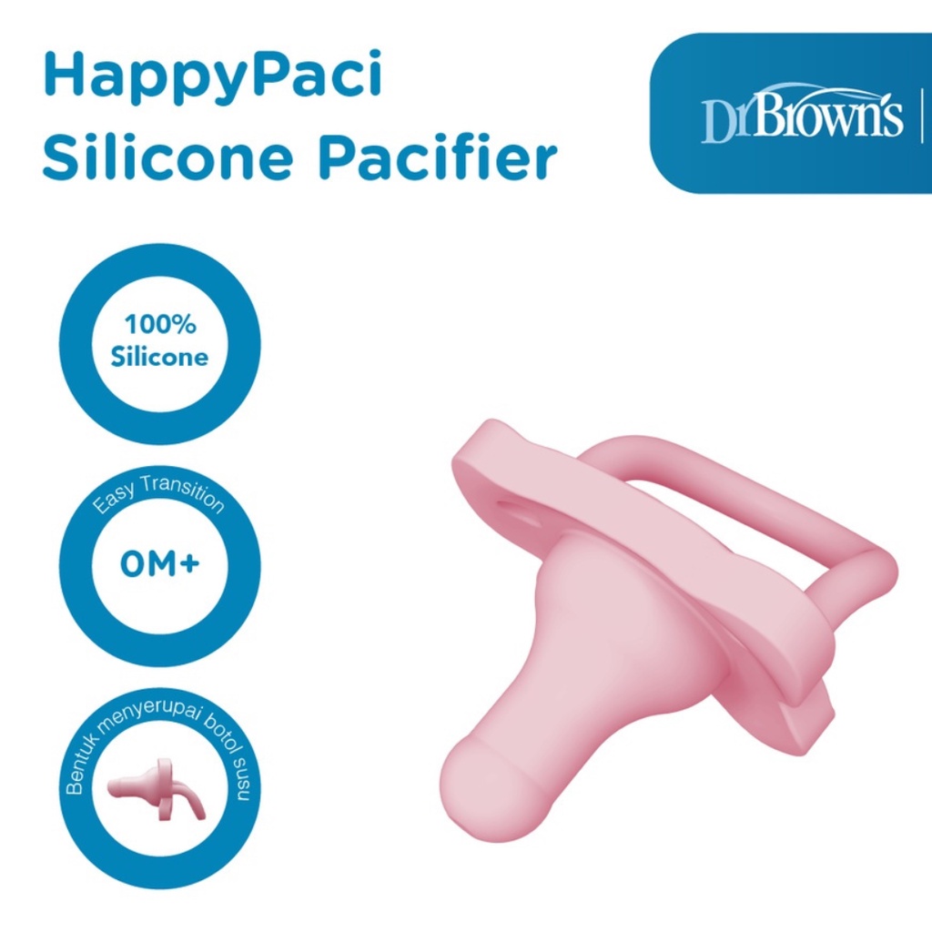 Dr.Brown's Happy Paci One-Piece Silicone Pacifier, 0m+,1-Pack / Empeng bayi / Dot Compeng Bayi Dr Brown