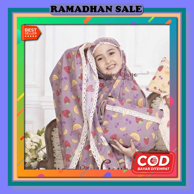 Mukena Anak Motif 1 - 8 Tahun Set Tas Mukenah Balita Tk Sd Tanggung Perempuan Bahan Katun Rayon Prem