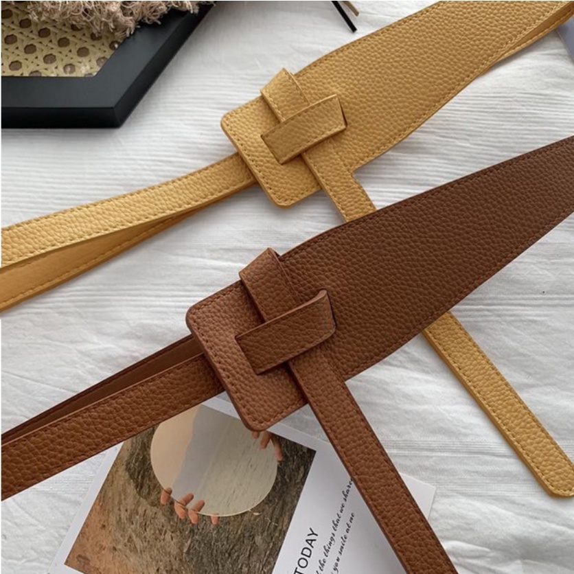 HOPYLOVY Belt Wanita Knotted Waist Ikat Pinggang Wanita Silang Simple Wide Lilit Leilani