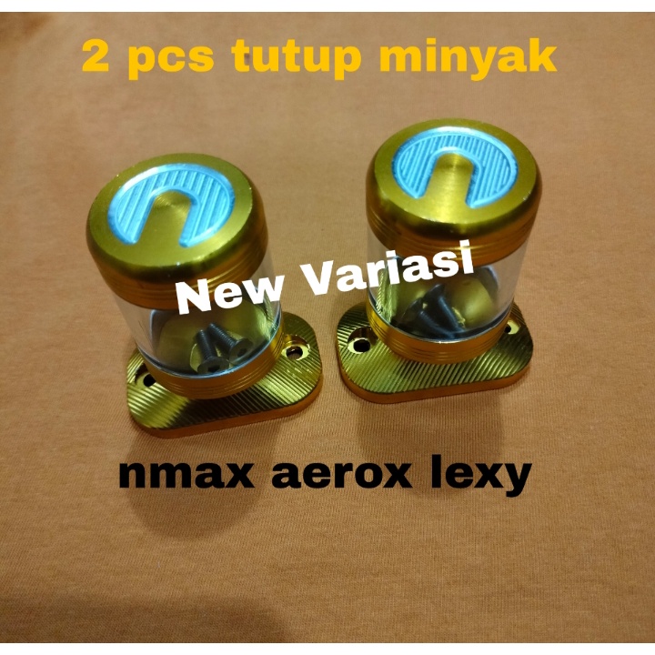 (2PCS) TUTUP MINYAK REM VARIASI AEROX NMAX LEXY MODEL STEMPEL KACA TRANSPARAN
