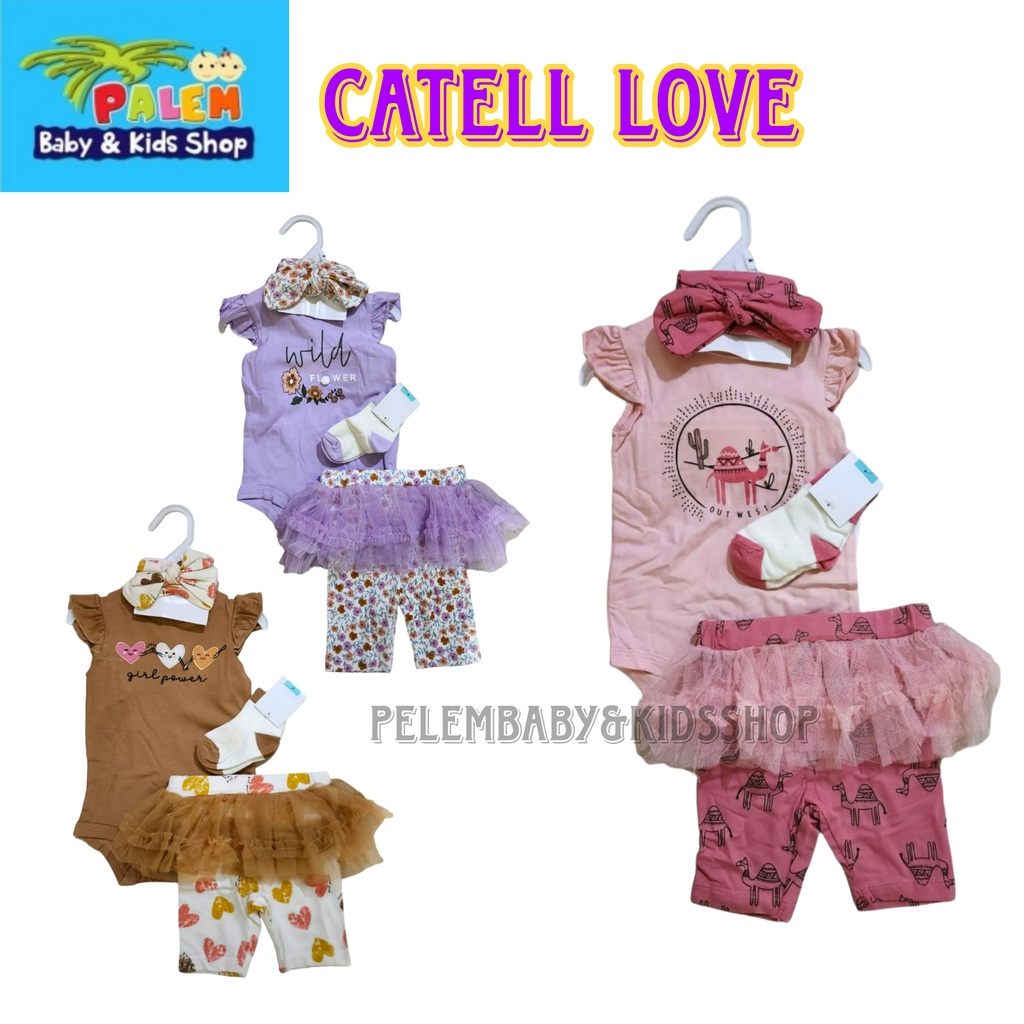 Catell Love Jumper + Bandana + Kaos kaki / Baju Jumper Bayi