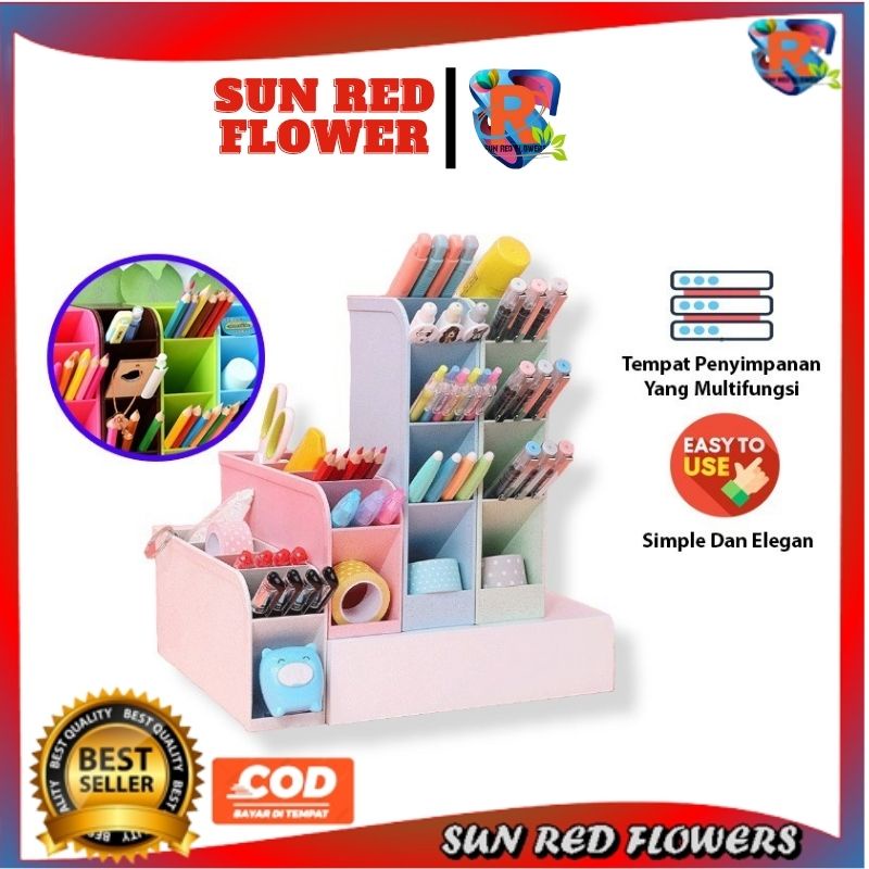 

SRF - Rak Penyimpanan Alat Tulis 4 Tingkat Kotak Pensil Multifungsi Organizer Box Serbaguna Stationery Space Office Storage Box