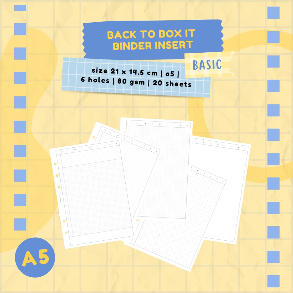 

Back to Box It Refill for Planner [BASIC] | A5 6 LUBANG | 21 x 14.5 CM | loose leaf isi binder refill planner journal notebook kertas hvs minimalis murah