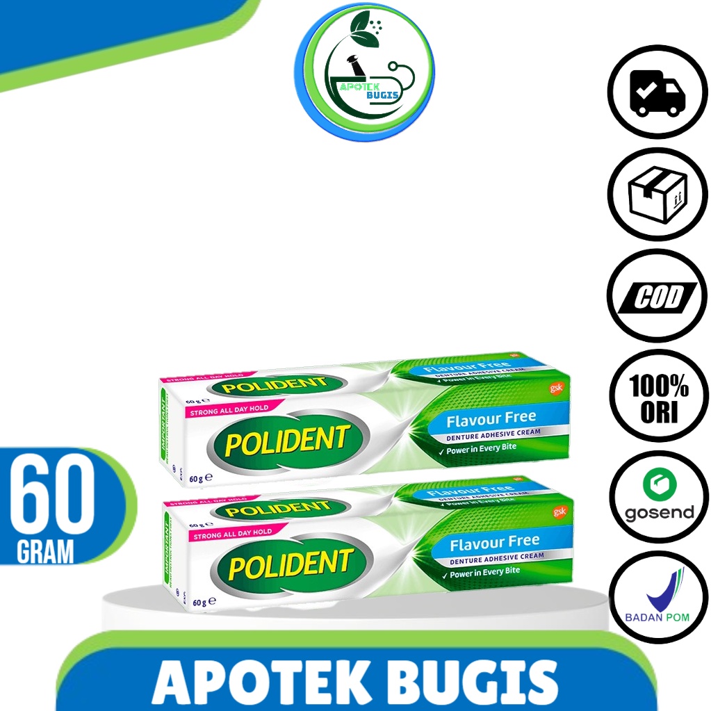 Polident 3D Hold Flavor Free 60gr / Perekat GIGI Tiruan / Lem Gigi Palsu / Gigi / Mulut