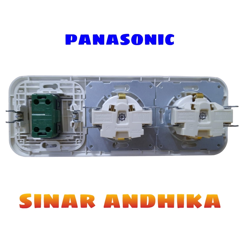 STOP KONTAK DOUBLE (CP) + SAKLAR ENGKEL LEBAR INDIKATOR PANASONIC WEJ 7823 212181
