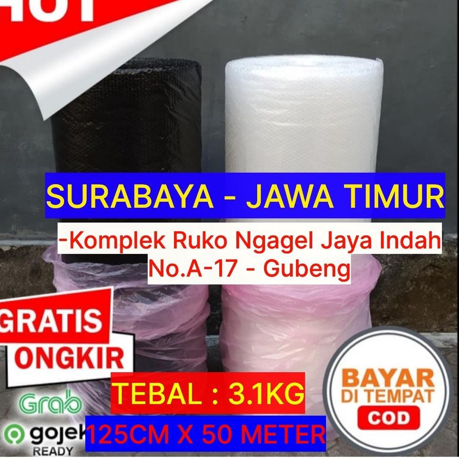 

Super Untung Bubble Wrap Roll WaHitam Envelope amplop Meteran Gmp 125cm x 50 M / Surabaya / Jawa Timur