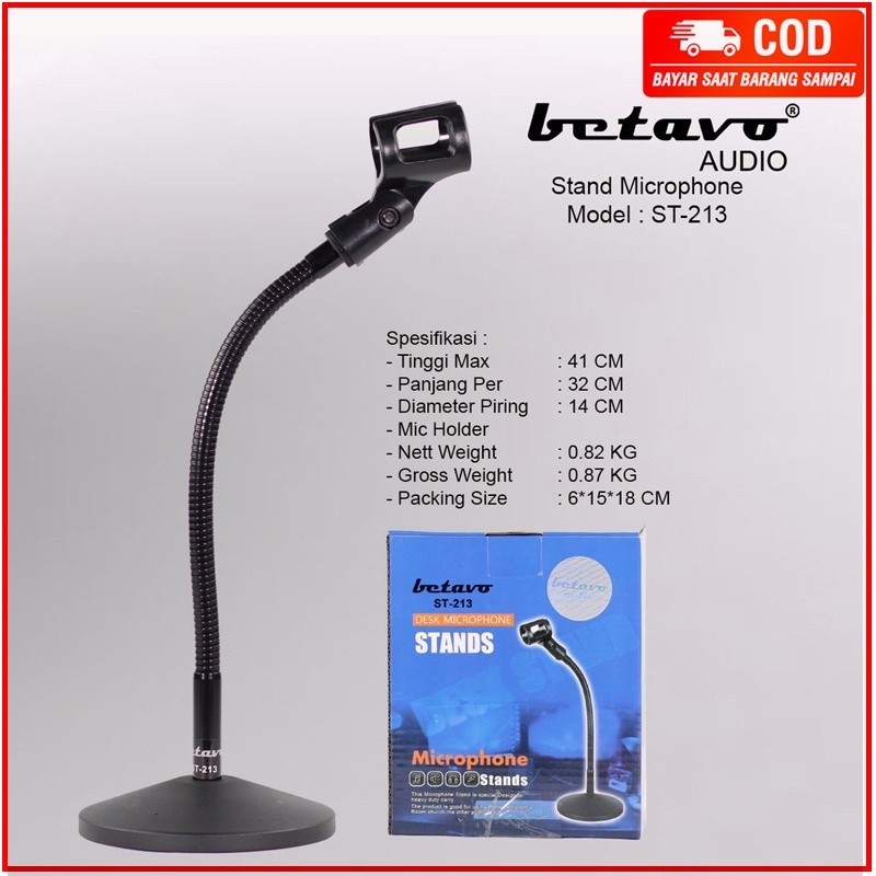 Stand Mic Meja Betavo  ST-213  Table Bahan Flexibel Stand Standding Microphone