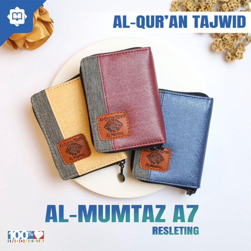 Al Quran Saku Pocket Tajwid Al Mumtaz A7 Resleting - Al Quran Kecil Mini oleh oleh haji umroh - Al Quran Tajwid saku kecil resleting  -  Halim Quran