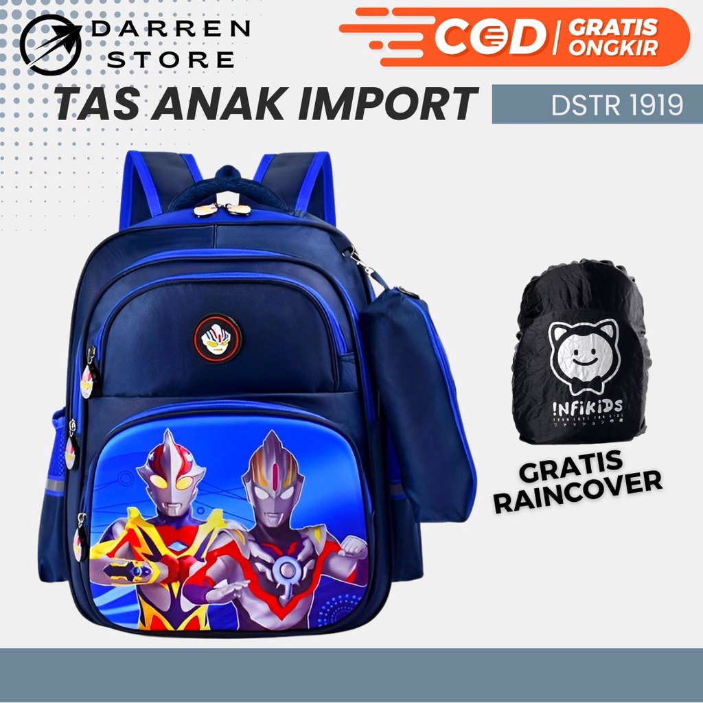 Ransel anak Spider DSTR 1919 Tas Sekolah Anak Laki Laki SD 16inch iMPORT FREE Raincover