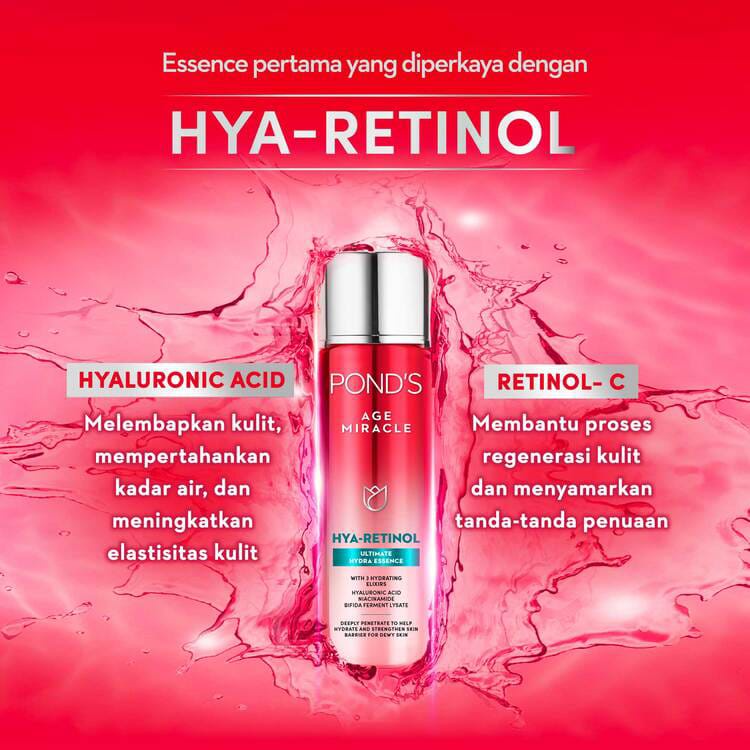 ESSENCE Ponds Age Miracle Hya-Retinol Ultimate  Hydra / Renew / Glow Esence 110ml /50 ml With Vitamin C Hyaluronic Niacinamide - Skincare Anti Aging Mencerahkan Melembabkan Merah Pond Retinol