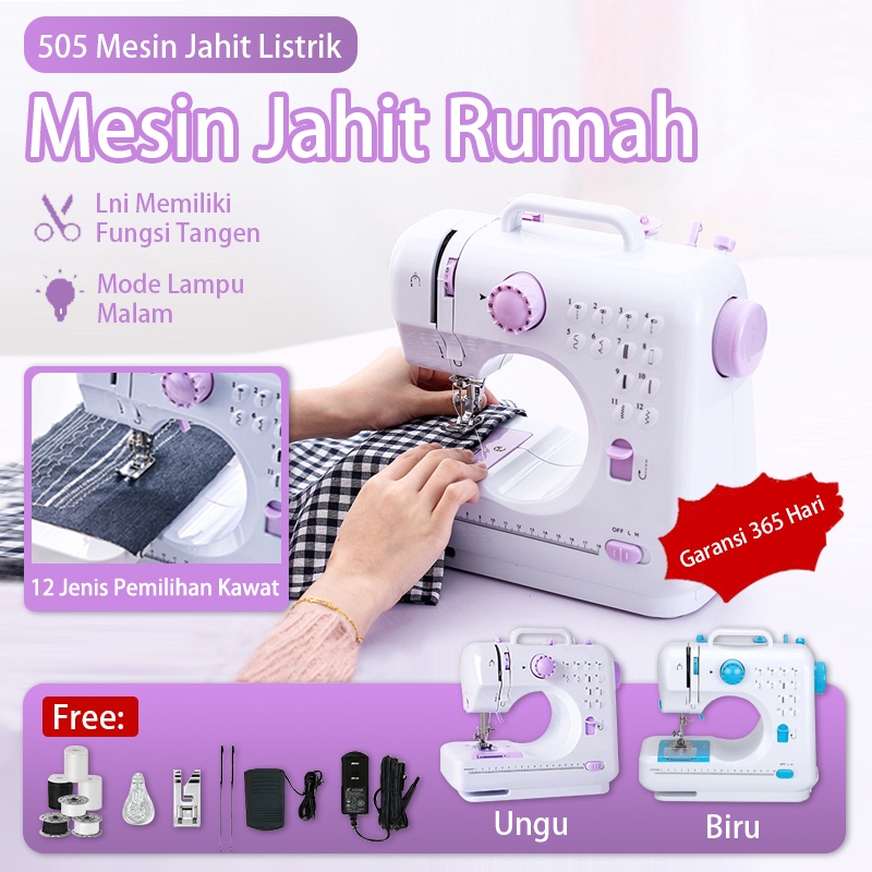 Mesin Jahit Mini Portabel 505 12 Stitch Pola 1 Mesin Jahit Listrik Pakaian Jahit Tangan Mesin Jahit Portabel Mesin Jahit LED