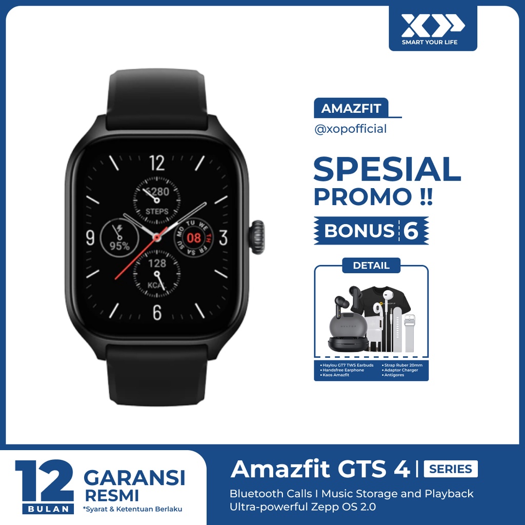 Amazfit GTS 4 Smartwatch Bluetooth Phone Call SpO2 GPS - Garasi Resmi