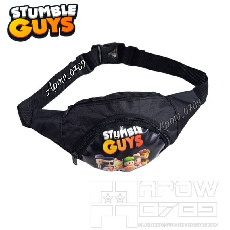 Tas Waistbag anak 3in1 Stumble guys Free Topi Dan Jam Tangan