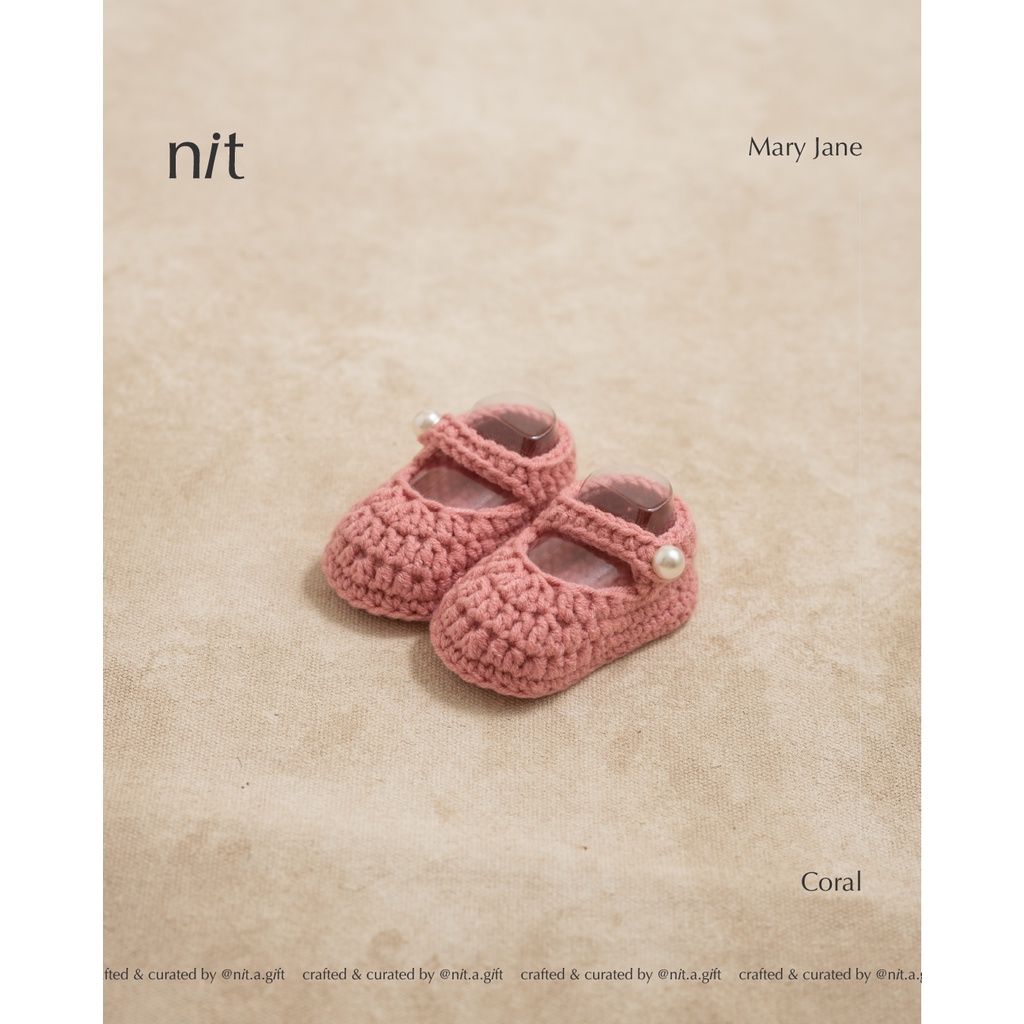 Sepatu Bayi Perempuan  / Baby Shoes / Sepatu Rajut Bayi / Newborn Baby Shoes / Baby Girl Shoes (Cora