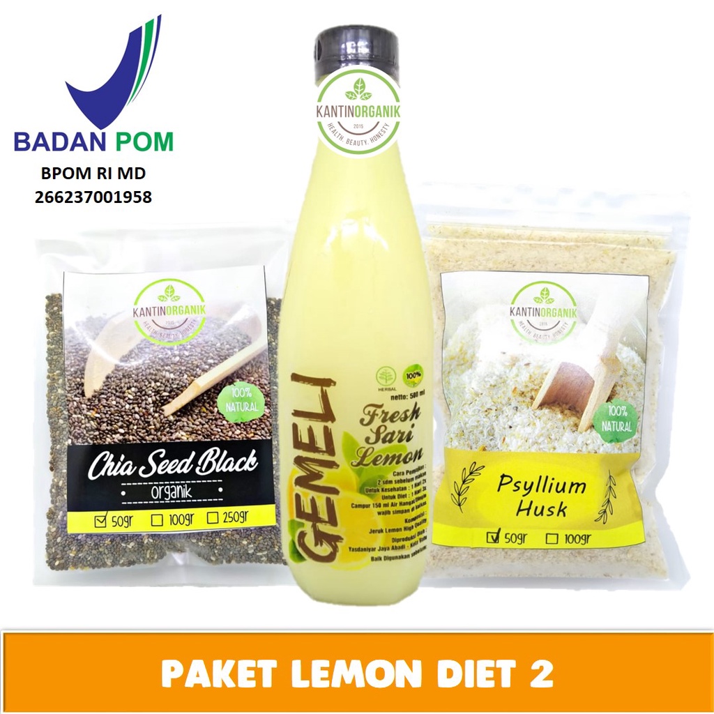 

Paket Diet Lemon 2 (Sari Lemon Gemeli 500ml + Chiaseed 50gr + Psyllium 50gr)