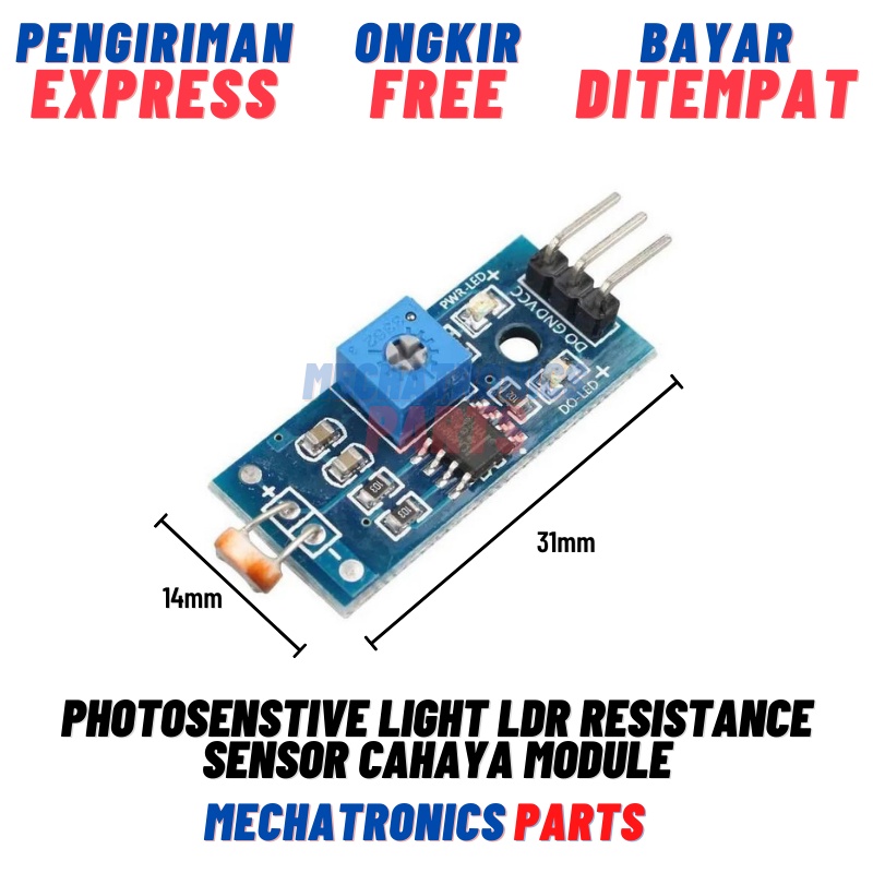 PHOTOSENSTIVE LIGHT LDR RESISTANCE SENSOR CAHAYA MODULE 3PIN