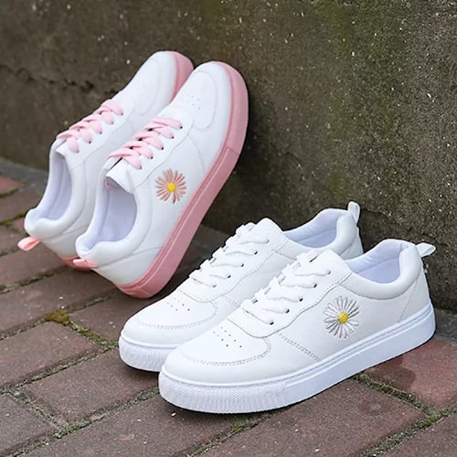 sepatu sneakers  motif Bunga fashionable  pvn cewe cewek wanita dewasa  warna hitam gold polos trend