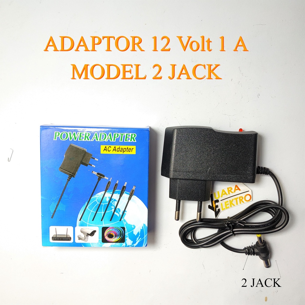 Adaptor 12V 1A Dengan 2 JACK | AC/DC Adaptor Model 1210 Pengubah Arus AC/DC 12V/1A