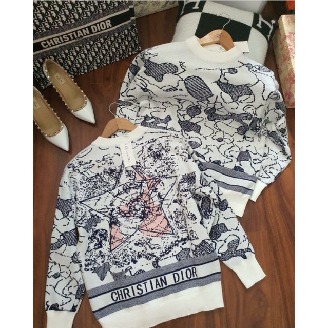 sweater branded premium wanita dior putih