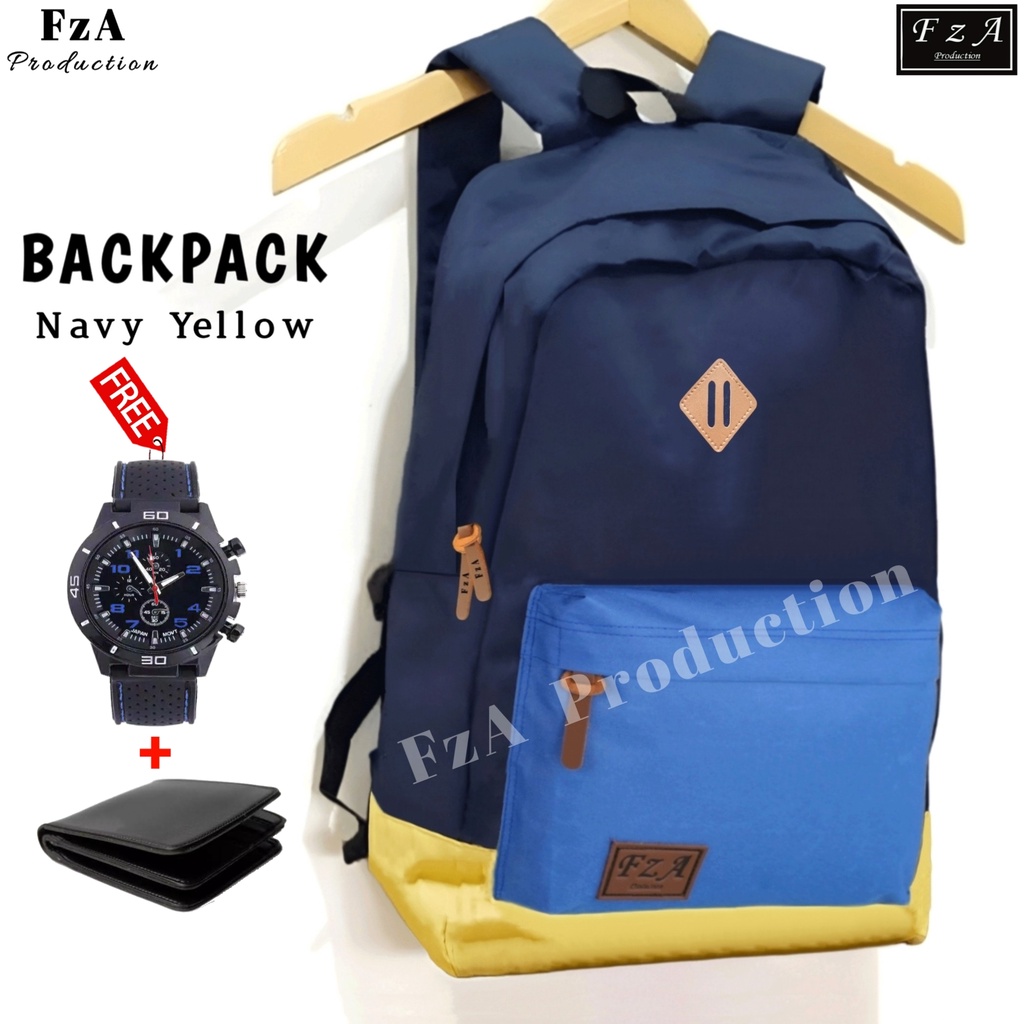 Tas Ransel Gendong Laptop Distro Sekolah Kuliah Pria Wanita Backpack  Murah Original FzA FREE Jam Tangan Dompet