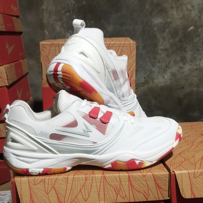 {MentariStore} sepatu Badminton eagle Jet pro putih size 42 Diskon